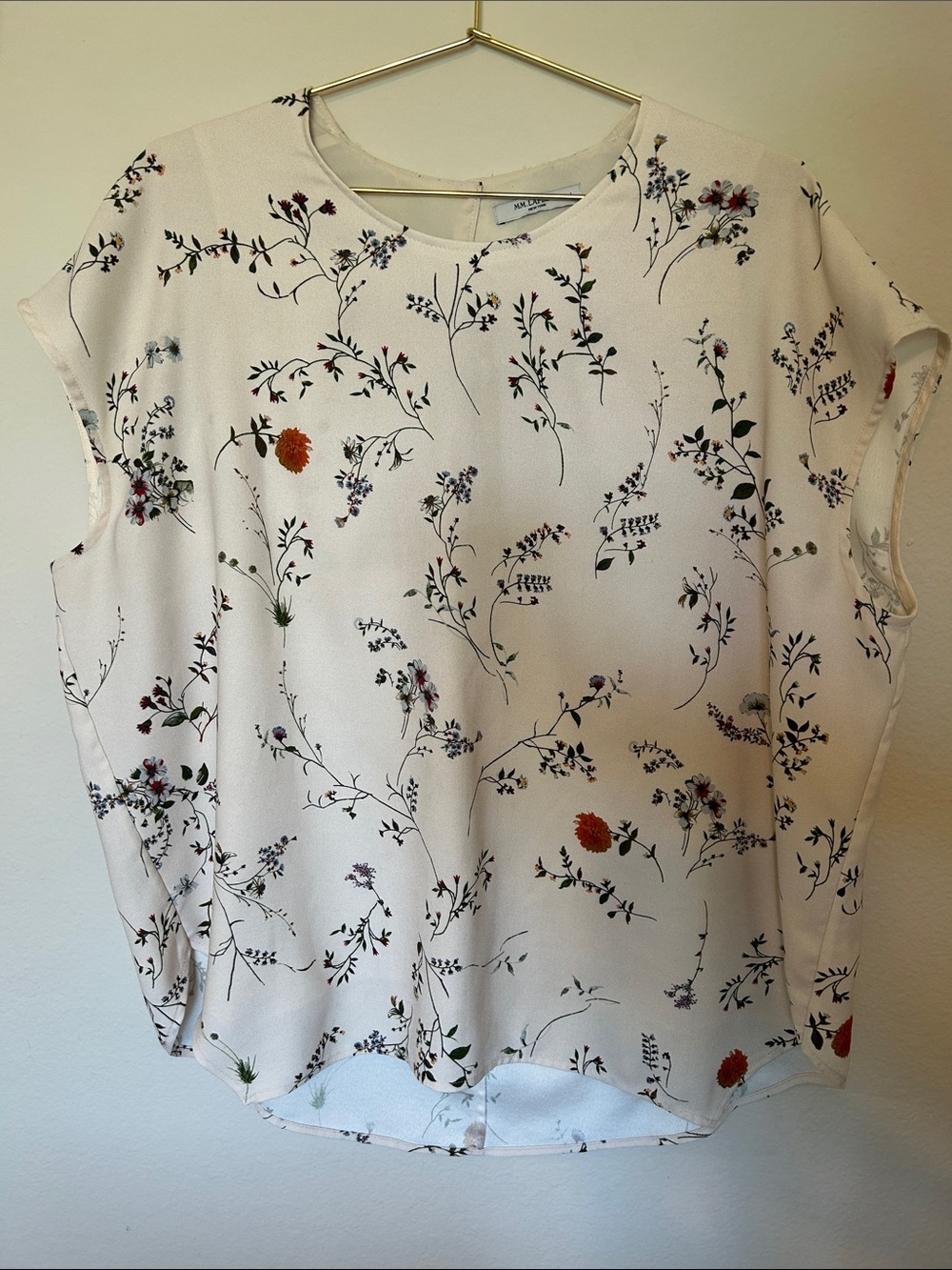 MM Lafleur Cream Floral Short Sleeve Blouse